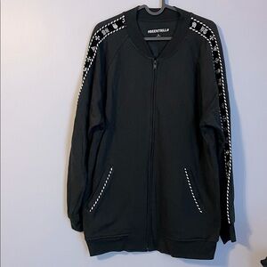 #BeenTrill# Embroidered Skeleton Lovers Black Zip Up Sweatshirt size L